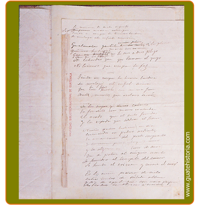Primera página del Original del Himno Nacional